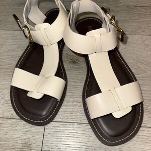 Steve Madden White and Brown Sandals with Ankle Strap